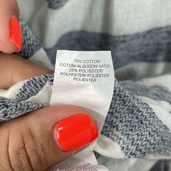 Lucky Brand Blouse Women's Medium Gray Cream Striped Peplum Long Sleeve - Picture 9 of 9